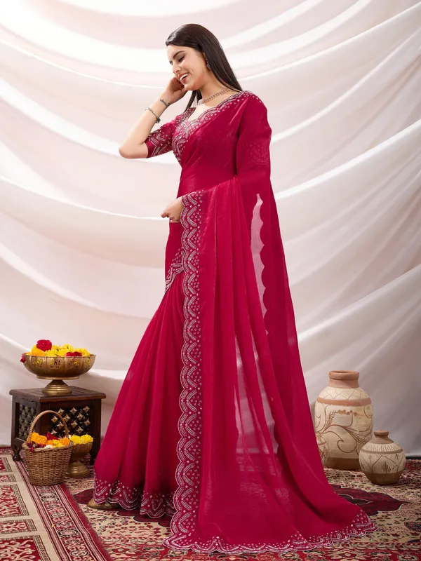 Crimson_Red_Chiffon_Saree_with_Embroidered_Border