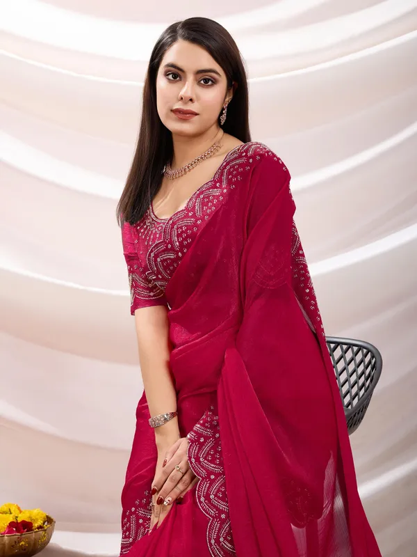 Crimson_Red_Chiffon_Saree_with_Embroidered_Border