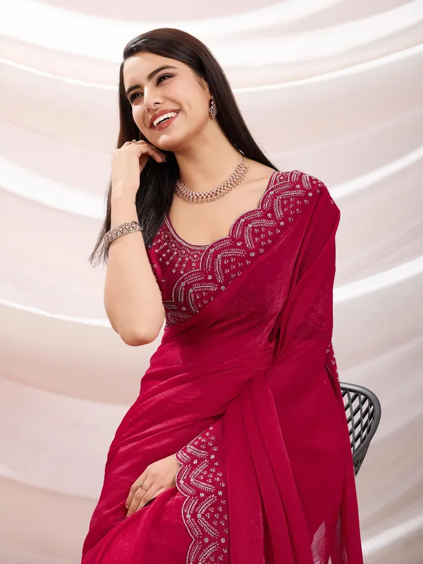 Crimson_Red_Chiffon_Saree_with_Embroidered_Border