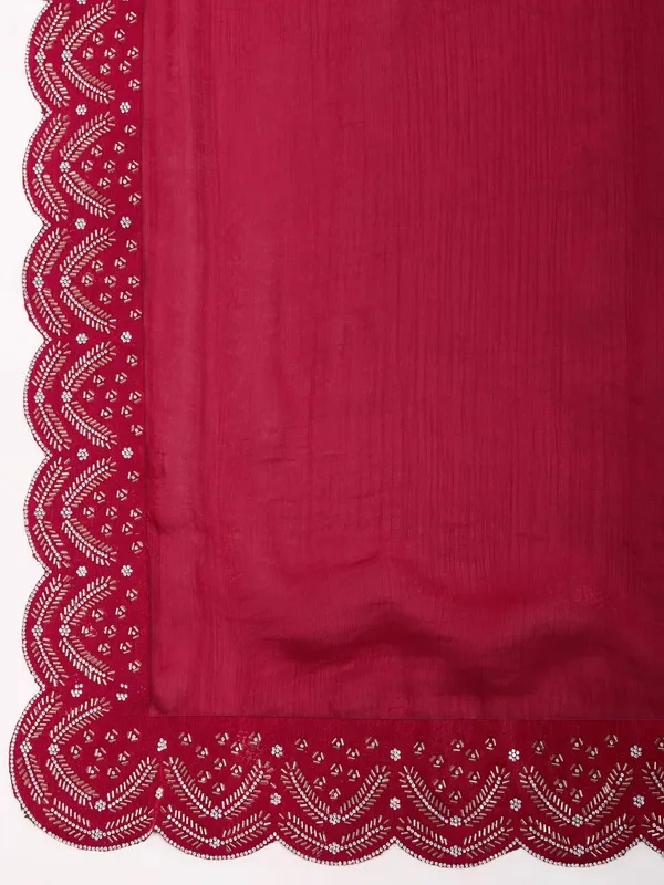 Crimson_Red_Chiffon_Saree_with_Embroidered_Border