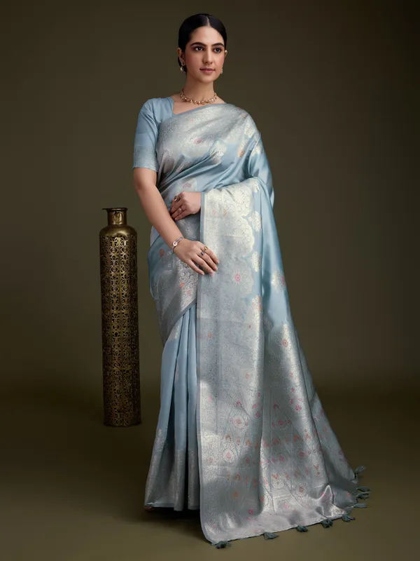 Sky_Blue_Soft_Silk_With_Silver_&_Meenakari_Zari_Weaving_Saree
