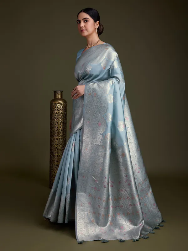 Sky_Blue_Soft_Silk_With_Silver_&_Meenakari_Zari_Weaving_Saree