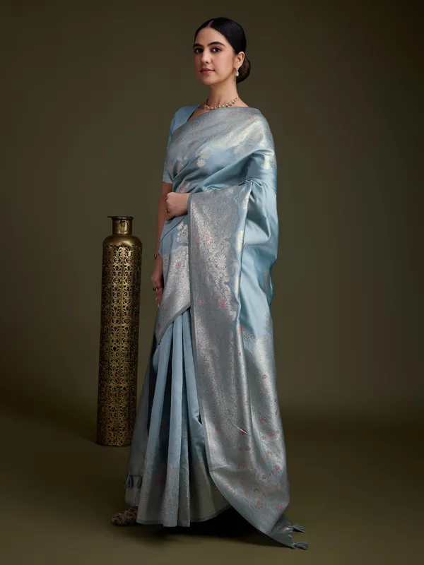 Sky_Blue_Soft_Silk_With_Silver_&_Meenakari_Zari_Weaving_Saree