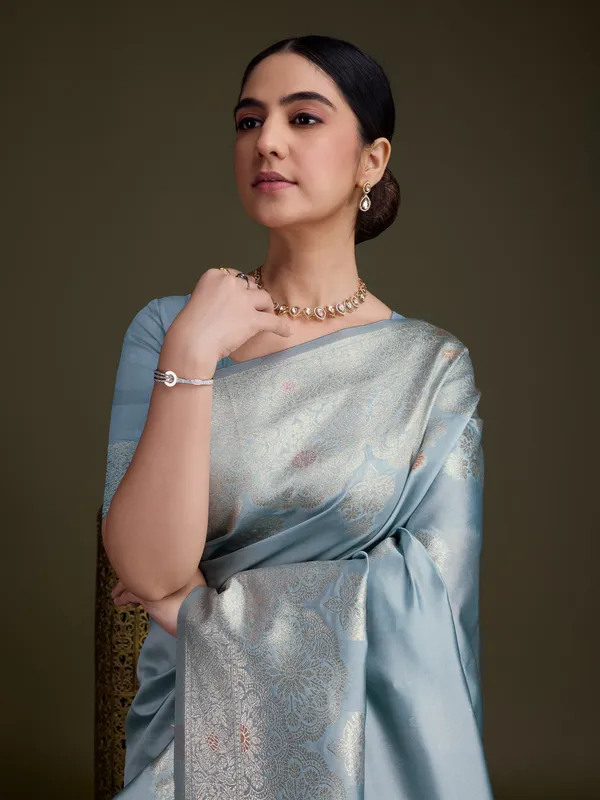 Sky_Blue_Soft_Silk_With_Silver_&_Meenakari_Zari_Weaving_Saree