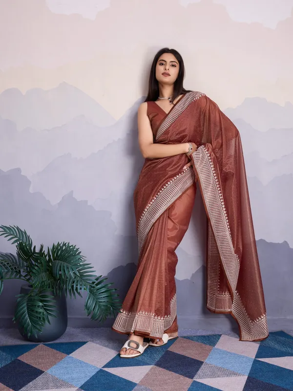 Metallic_Brown_Maharani_Style_Infused_Twill_Net_In_Shiny_Saree