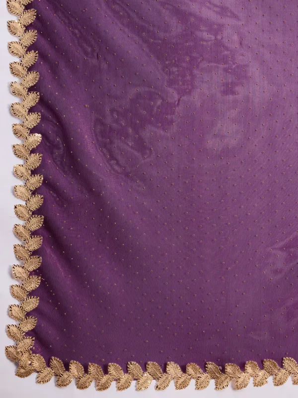 Royal_Purple_with_Golden_Lace_border_Infused_Twill_With_Dual_Blouse_Saree