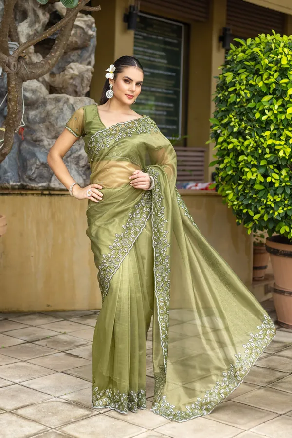Elegant_Sage_Green_Twill_infused_Organza_Saree_with_Silver_Floral_Embroidery