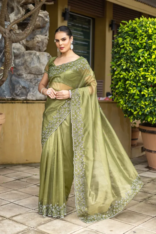 Elegant_Sage_Green_Twill_infused_Organza_Saree_with_Silver_Floral_Embroidery