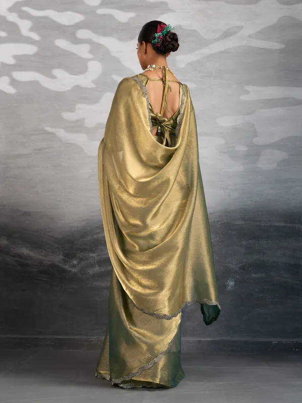 Golden_Olive_Burberry_Chiffon_Saree_with_Zarkan_&_Cutdana_Applique_Lace_Work