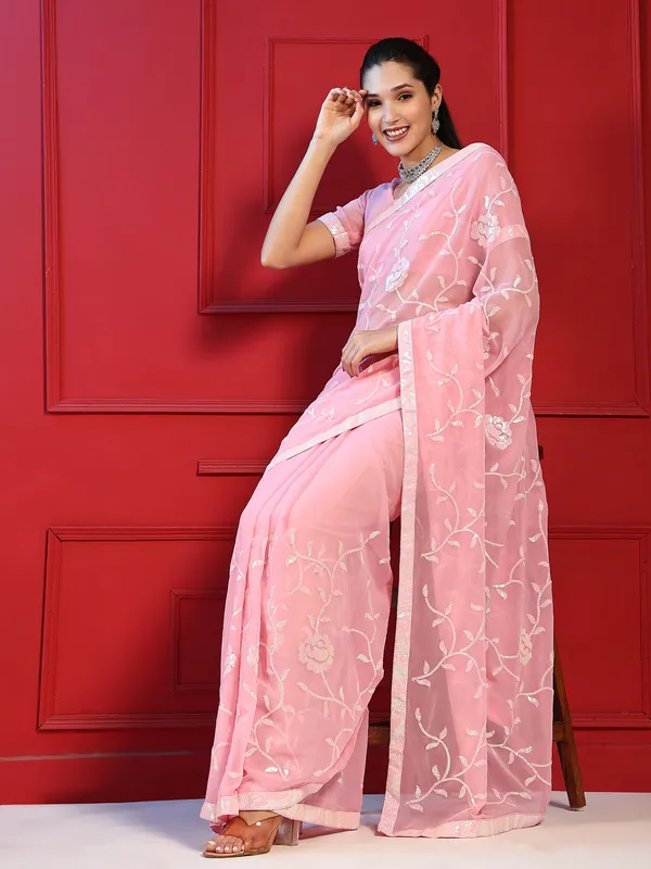 Baby_Pink_Georgette_Sequins_Embroidered_Saree