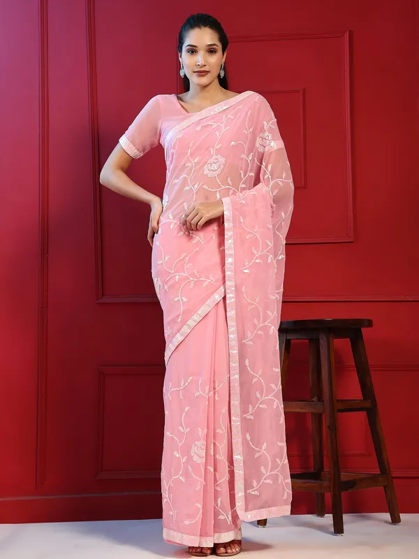 Baby_Pink_Georgette_Sequins_Embroidered_Saree