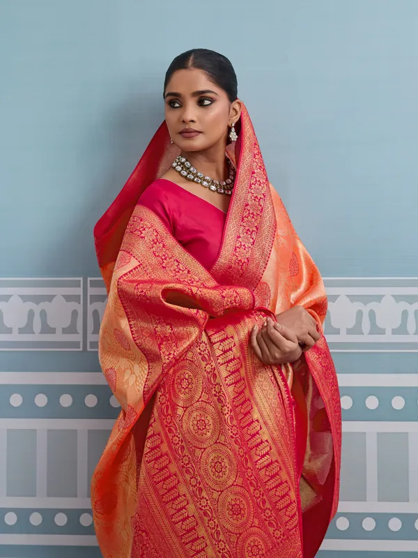 Rani_Pink_&_Peach_Kanjivaram_Soft_Silk_Saree