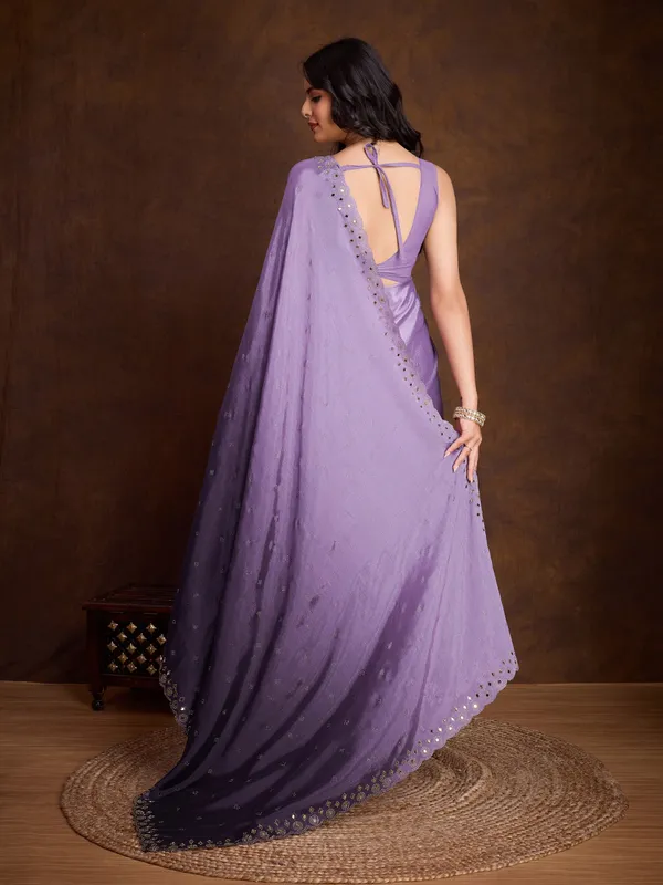 Lavender_to_Deep_Purple_Ombre_Chinnon_Saree_with_Mirror_Work_Border