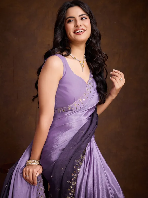 Lavender_to_Deep_Purple_Ombre_Chinnon_Saree_with_Mirror_Work_Border