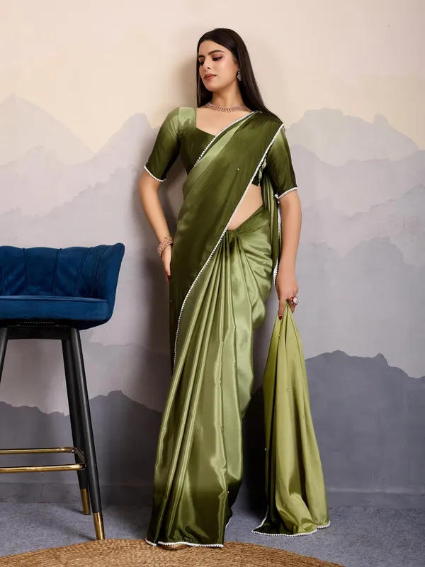 Olive_&_Moss_Green_Shaded_Crepe_Satin_With_Pearl_&_Bead_Embellishments_Saree_For_Women