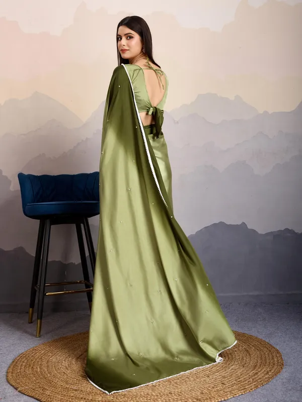 Olive_&_Moss_Green_Shaded_Crepe_Satin_With_Pearl_&_Bead_Embellishments_Saree_For_Women