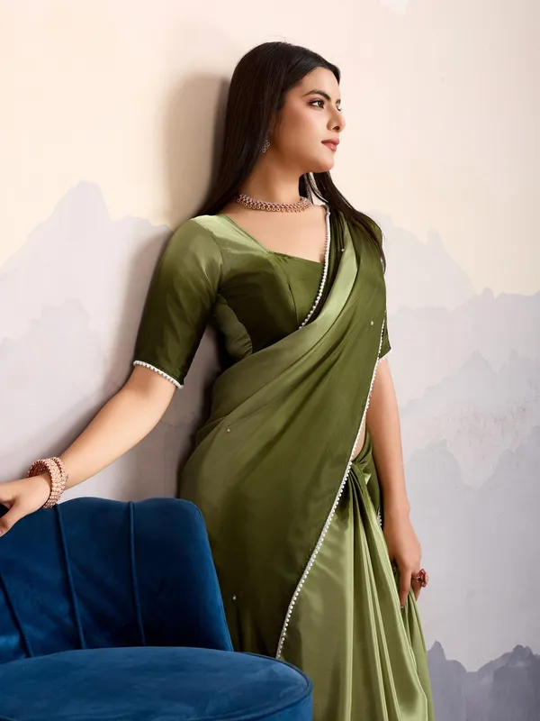 Olive_&_Moss_Green_Shaded_Crepe_Satin_With_Pearl_&_Bead_Embellishments_Saree_For_Women