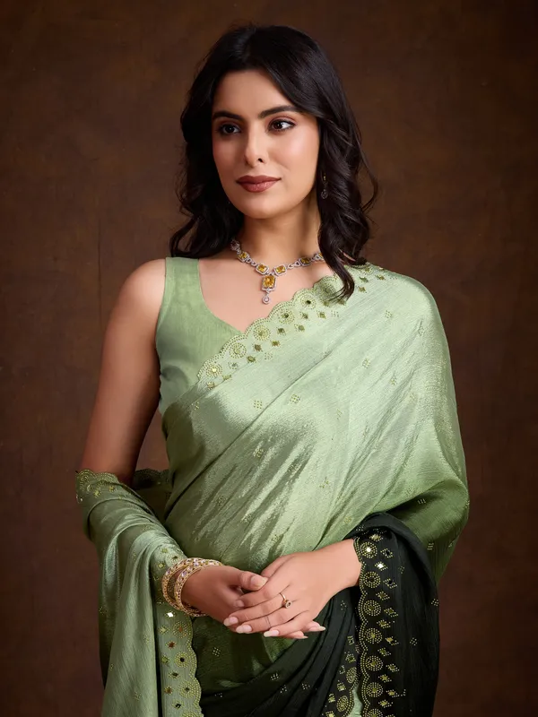 Pastel_to_Bottle_Green_Ombre_Chinnon_Saree_with_Embroidered_Sequin_Border