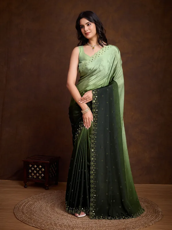 Pastel_to_Bottle_Green_Ombre_Chinnon_Saree_with_Embroidered_Sequin_Border