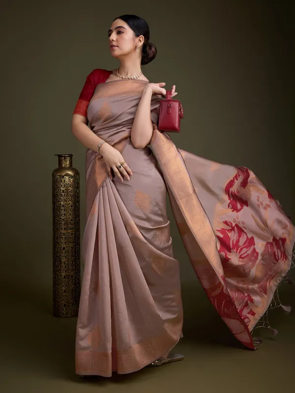 Red_&_Dusty-Beige_En_Soft_Banarasi_Silk_With_Fancy_Digital_Woven_Pallu_&_Maroon_Blouse_Saree_For_Women