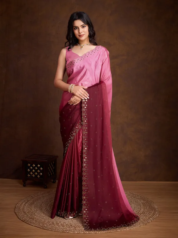 Rose_Pink_to_Wine_Ombre_Chinnon_Saree_with_Embroidered_Boreder