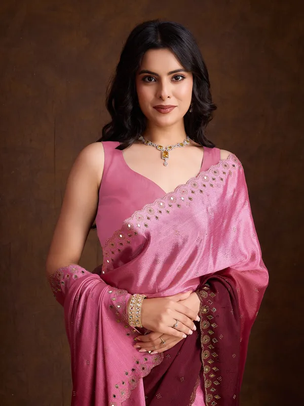 Rose_Pink_to_Wine_Ombre_Chinnon_Saree_with_Embroidered_Boreder