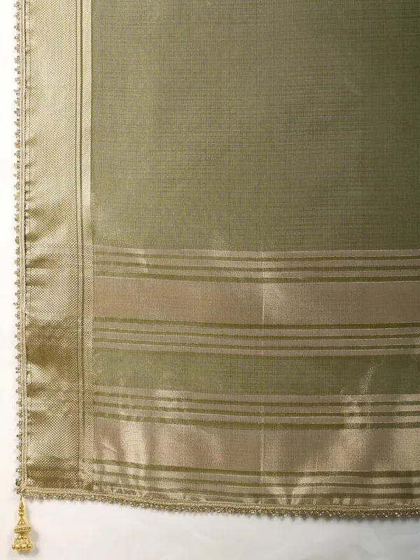 Rich_Henna_Green_with_radiant_gold_Infused_Tissue_Linen_Saree_For_Women