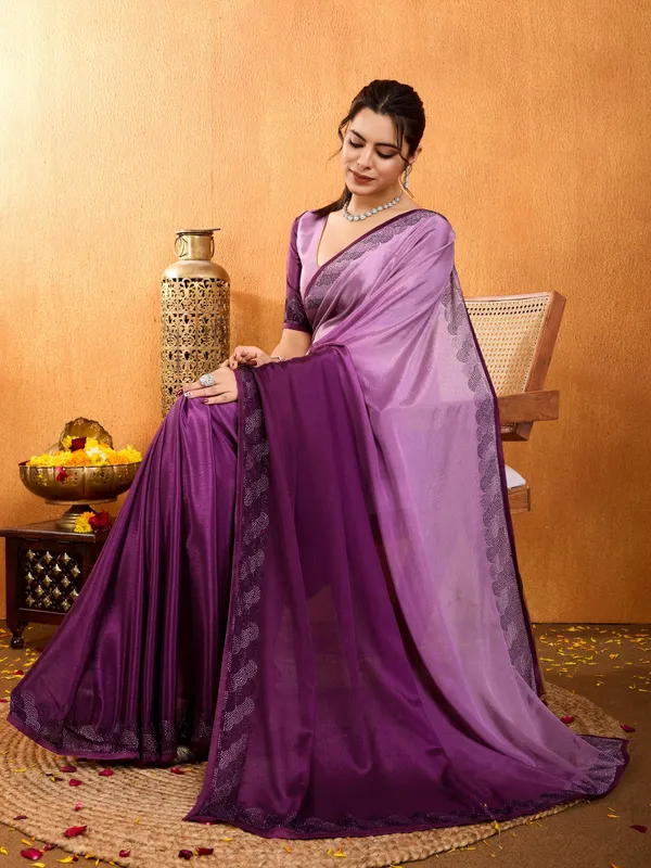 Dual-tone_Of_Lavender_And_Deep_Purple_Chinnon_With_Swarovski_Diamond_Work_Saree.