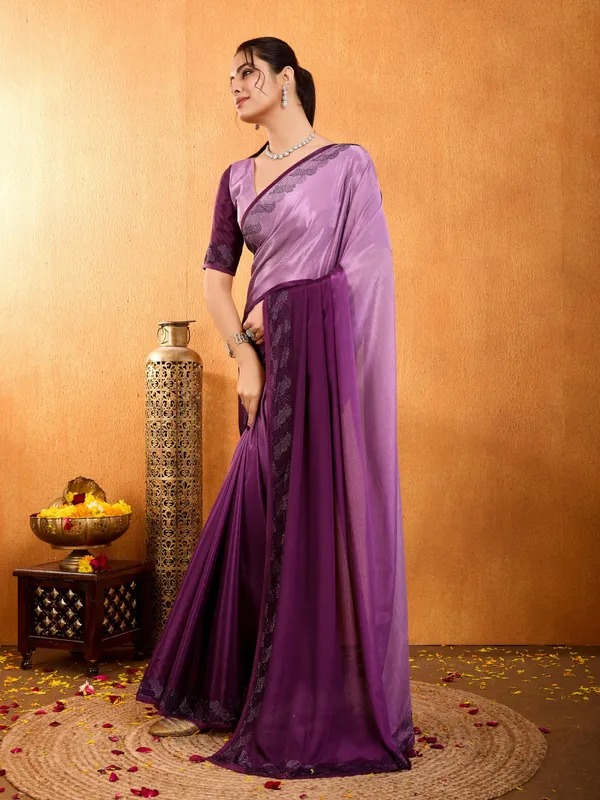 Dual-tone_Of_Lavender_And_Deep_Purple_Chinnon_With_Swarovski_Diamond_Work_Saree.