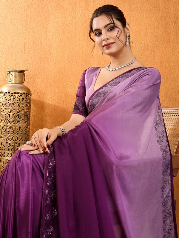 Dual-tone_Of_Lavender_And_Deep_Purple_Chinnon_With_Swarovski_Diamond_Work_Saree.