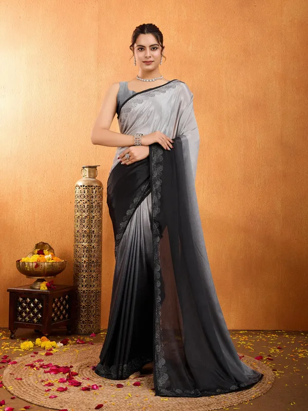 Black_&_Smoky_Grey_Shaded_Chinnon_With_Swarovski_Diamond_Work_Saree_For_Women