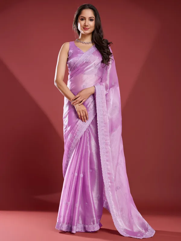 Lavender_Purple_Soft_Tissue_Burberry_Saree