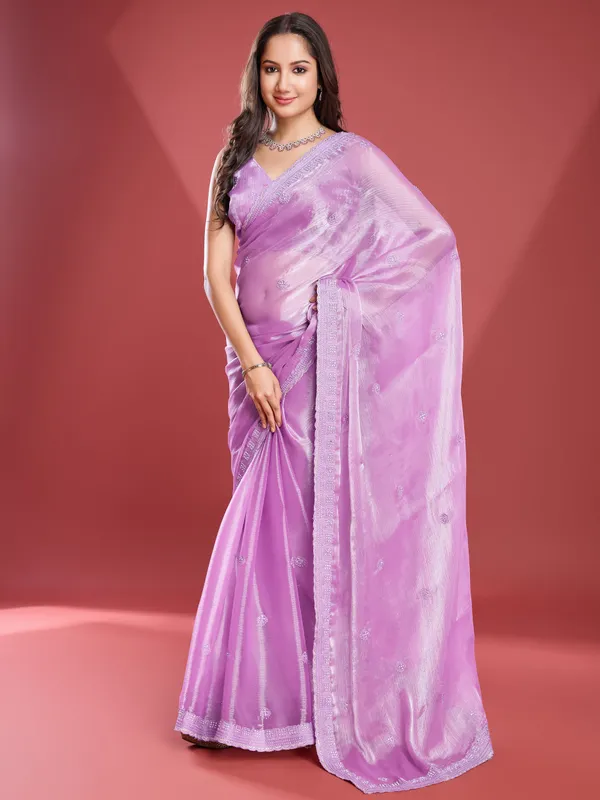 Lavender_Purple_Soft_Tissue_Burberry_Saree