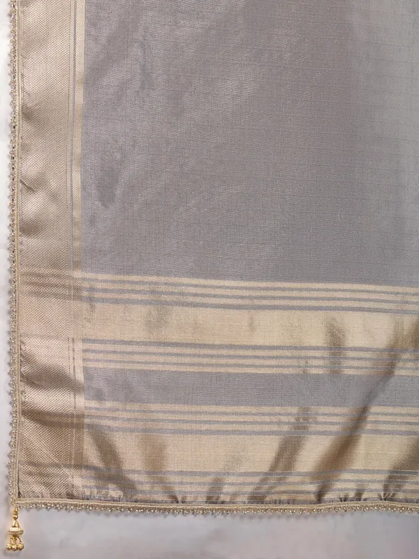 Grey_Radiant_Infused_Tissue_Linen_In_Slate_Gray_Saree_For_Women