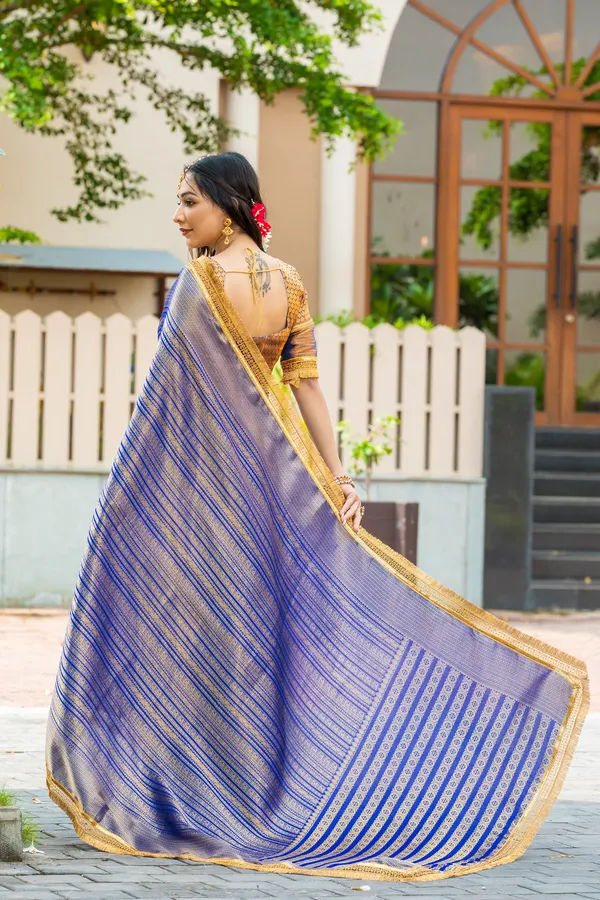 Royal_Blue_&_Gold_Mysore_Brocade_Silk_With_Triple_Jari_Weaving_&_Dual_Lace_Work_Saree