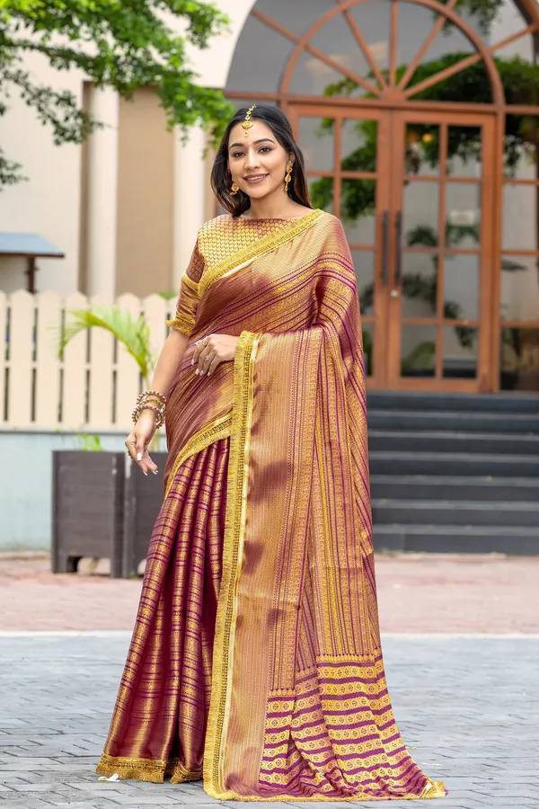 Regal_Maroon_and_Gold_Mysore_Brocade_Silk_With_Dual_Lace_Work_Saree