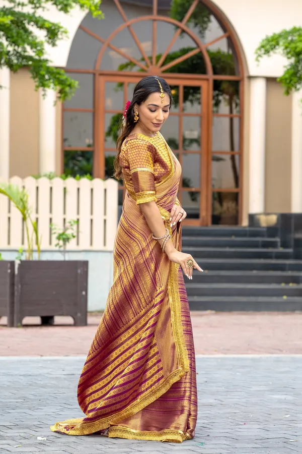 Regal_Maroon_and_Gold_Mysore_Brocade_Silk_With_Dual_Lace_Work_Saree