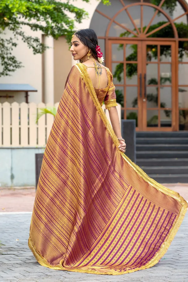 Regal_Maroon_and_Gold_Mysore_Brocade_Silk_With_Dual_Lace_Work_Saree
