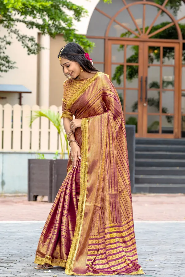 Regal_Maroon_and_Gold_Mysore_Brocade_Silk_With_Dual_Lace_Work_Saree
