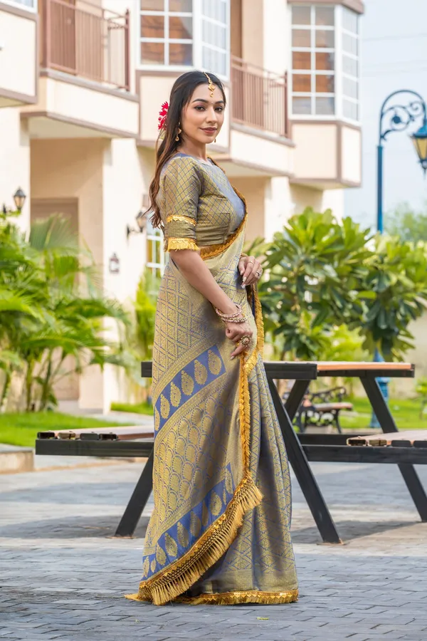 Deep_Navy_Blue_&_Gold_Triple_Woven_Mysore_Brocade_Silk_With_Dual_Lace_Work_Saree