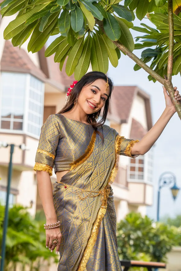 Deep_Navy_Blue_&_Gold_Triple_Woven_Mysore_Brocade_Silk_With_Dual_Lace_Work_Saree