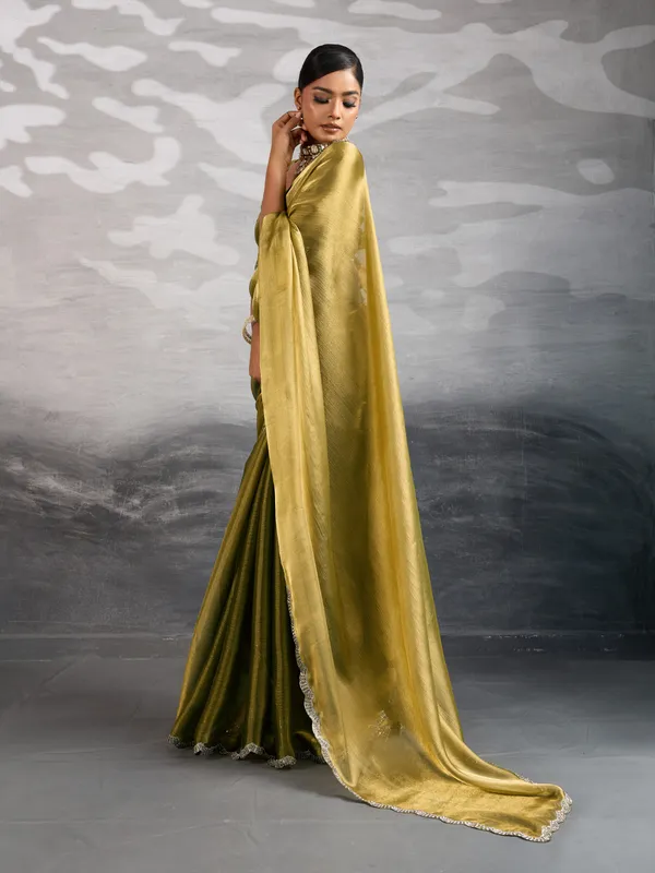 Elegant_Olive_Green_Chiffon_Saree_with_Zarkan_Border