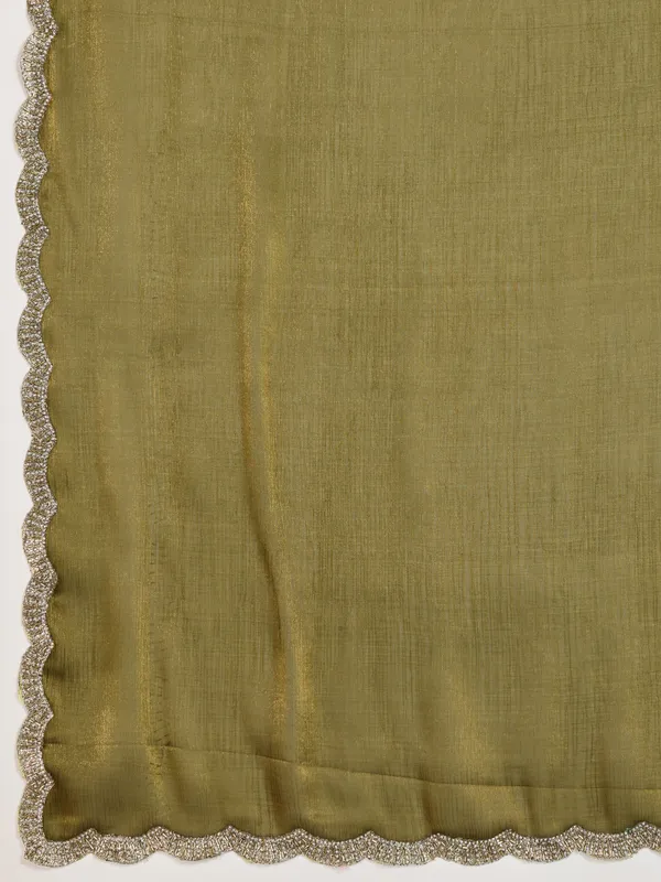 Elegant_Olive_Green_Chiffon_Saree_with_Zarkan_Border