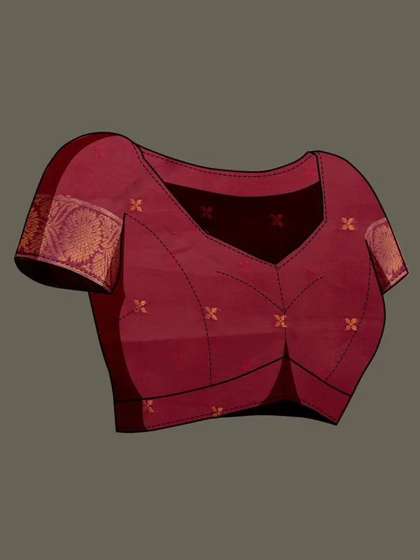 Pink_&_Red_Shiny_Soft_Banarasi_Silk_With_Fancy_Digital_Woven_Pallu_&_Maroon_Blouse_Saree_For_Women