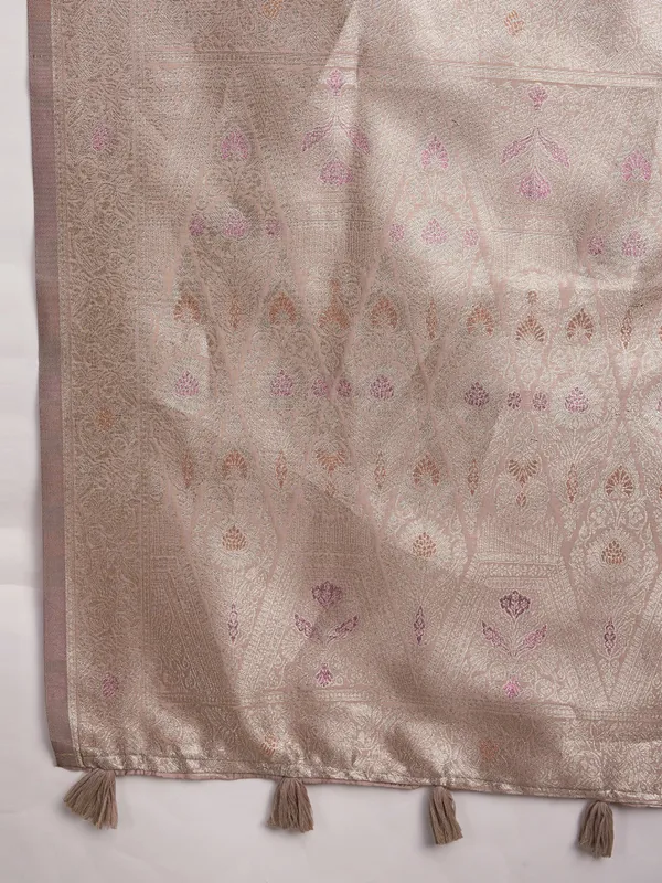 Dusty-Beige_Shiny_Vanilla_Cream_Soft_Silk_With_Silver_&_Meenakari_Zari_Saree_For_Women
