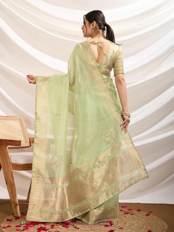Pastel_Green_Saree_with_Golden_Zari_Border_For_Women