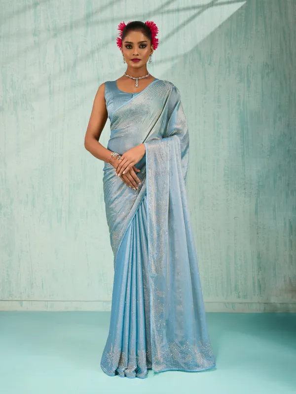 Ice_Blue_Velvet_Chiffon_Saree_With_Zarkan_&_Cutdana_Work_For_Women