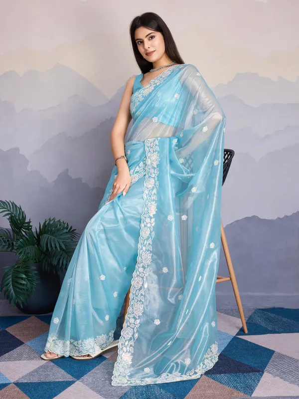 Pastel_Blue_Gold_Infused_Twill_Saree_For_Women