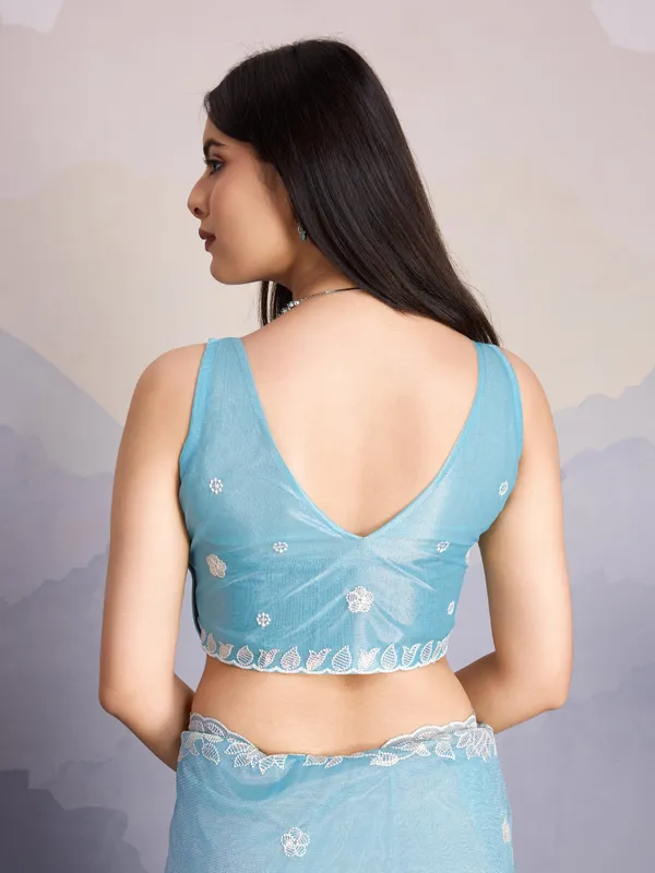 Pastel_Blue_Gold_Infused_Twill_Saree_For_Women