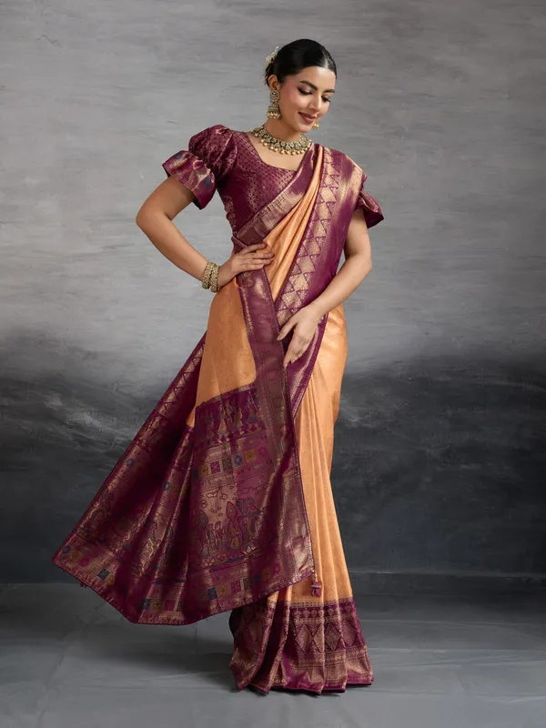 Mustard_Yellow_&_Wine_Kanjivaram_Silk_Saree